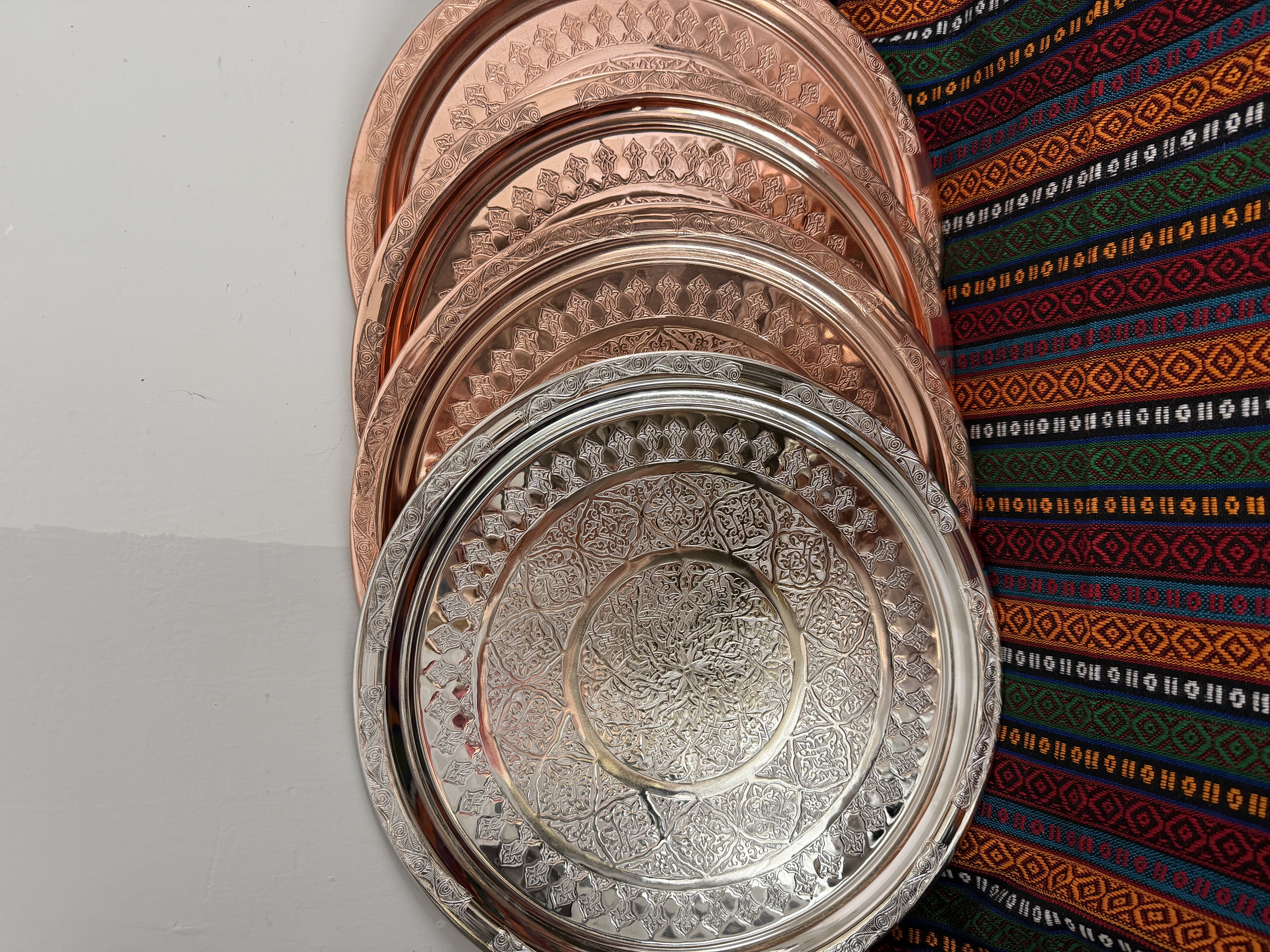 Bakır tepsi el işleme orta boy 35 cm