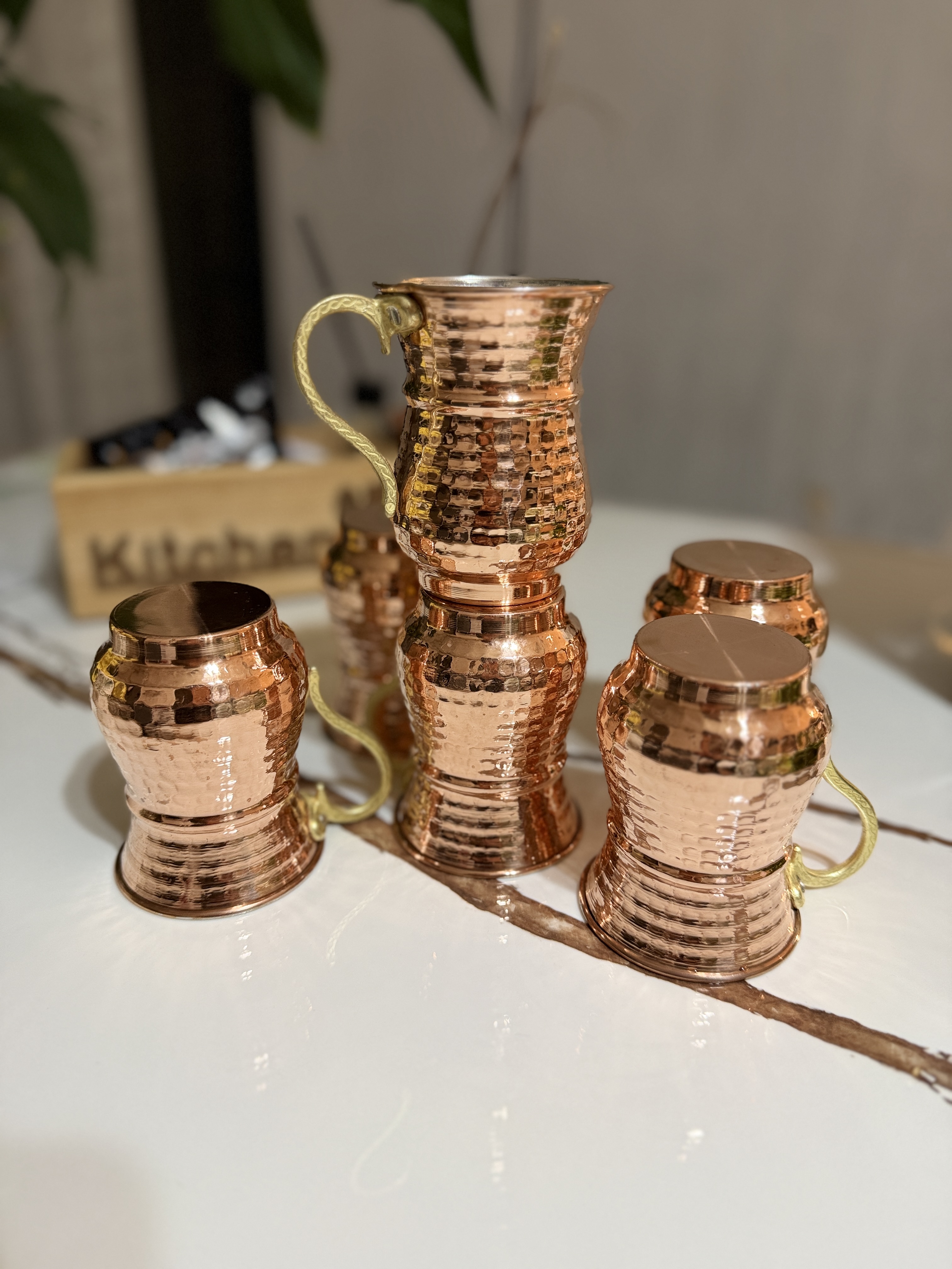 6 adet bakır ayran bardağı